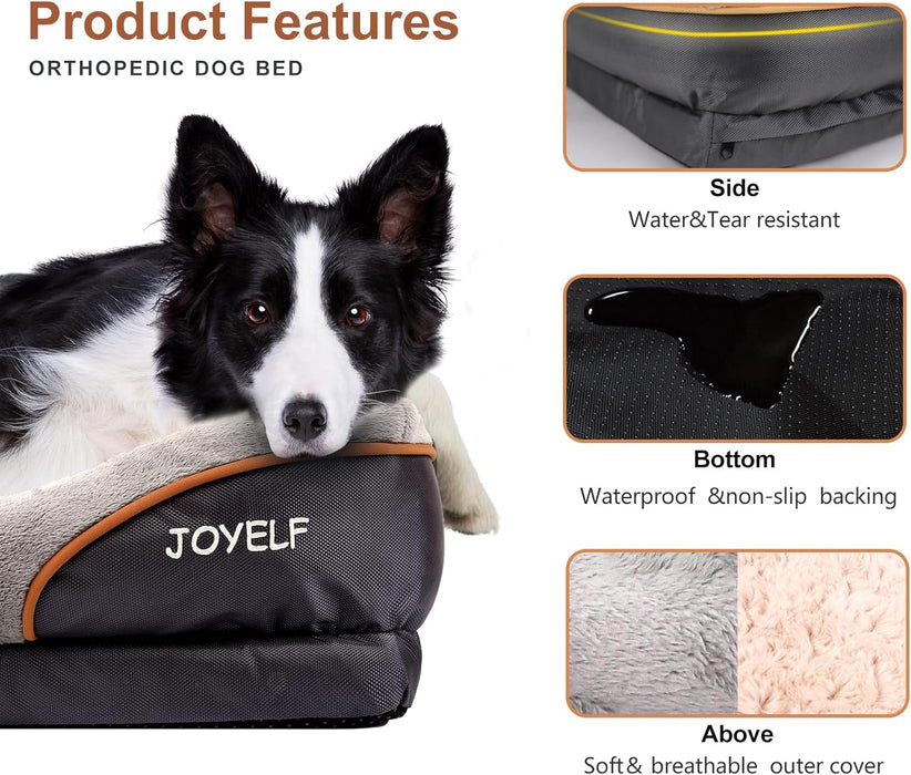 Large Memory Foam Dog Bed, Orthopedic Dog Bed & Sofa with Removable Washable Cover