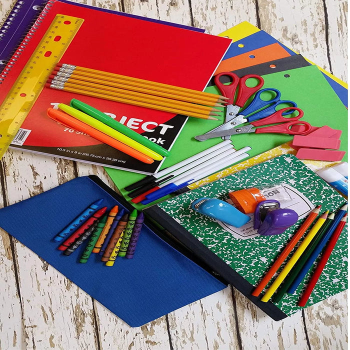 60 Piece, K-12 School Supplies Kit for Kids 