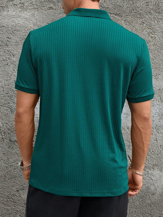  Ribbed Knit Polo Shirt