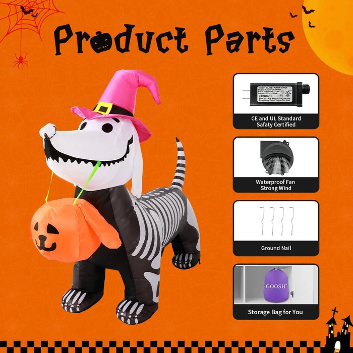 Halloween Inflatable 5.7 FT Dog Skeleton