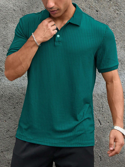  Ribbed Knit Polo Shirt