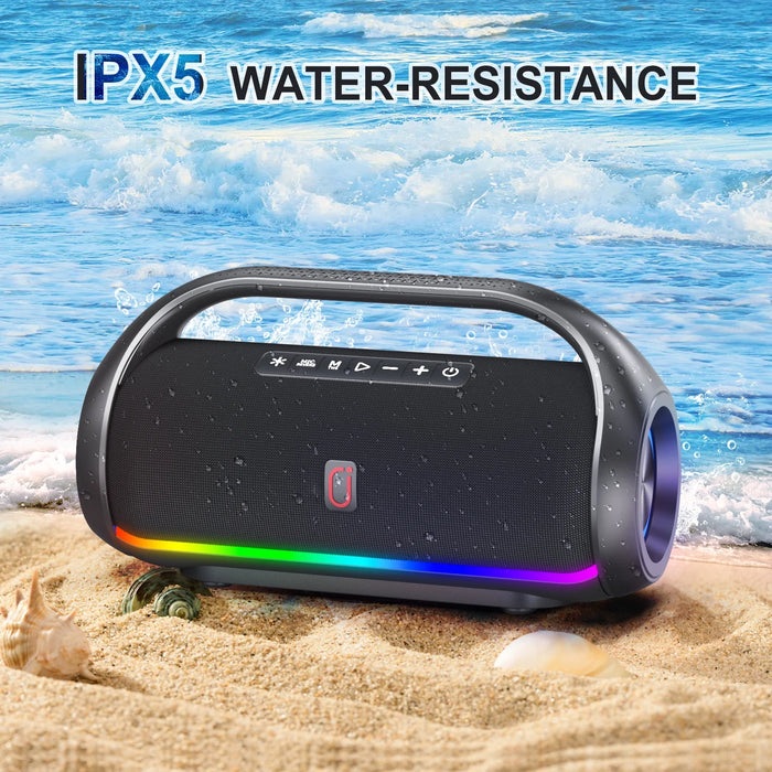 Waterproof Bluetooth Speaker, Portable Speaker with RGB Light Show