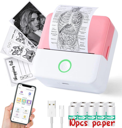 Thermal Mini Printer, Portable Inkless Sticker Maker, Bluetooth Printer for Phone