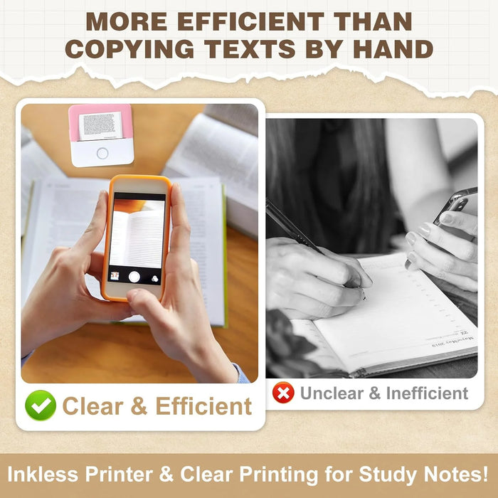 Thermal Mini Printer, Portable Inkless Sticker Maker, Bluetooth Printer for Phone