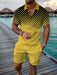 Men Shorts Set Sleeve Zip Polo 