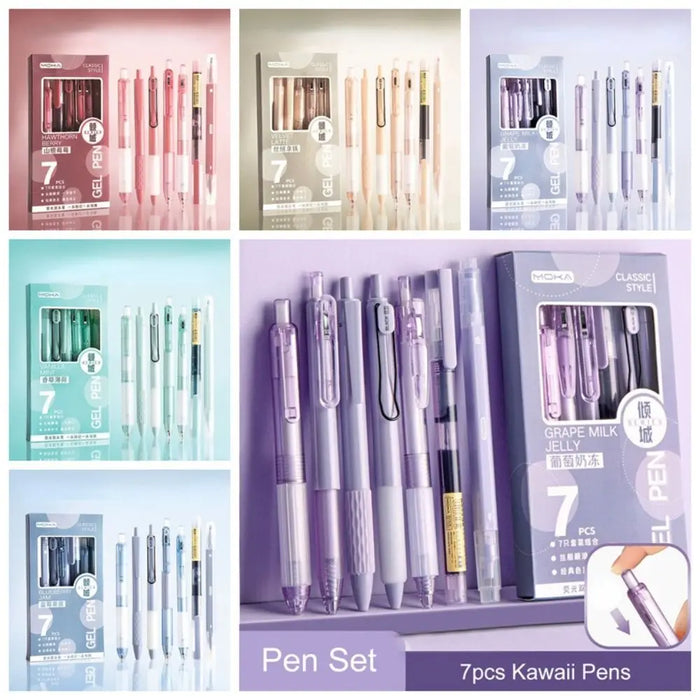 7Pcs/Set Kawaii Pens Quick-Drying Ink Pen