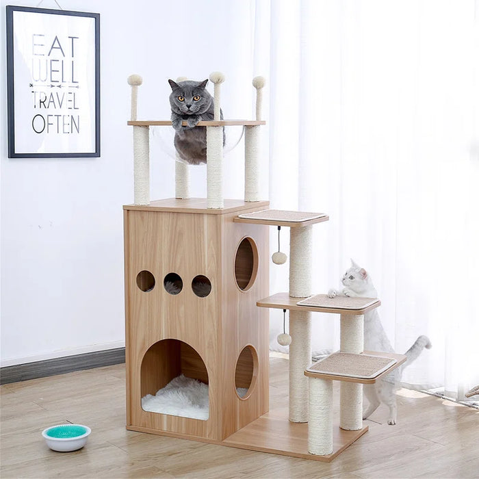 Tavion 51.2" Wooden Modern Large Cat Tree Tower