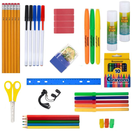 60 Piece, K-12 School Supplies Kit for Kids 