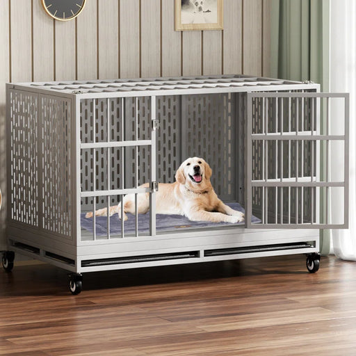 RERORD 48 Inch Heavy Duty Dog Crate with Wheels