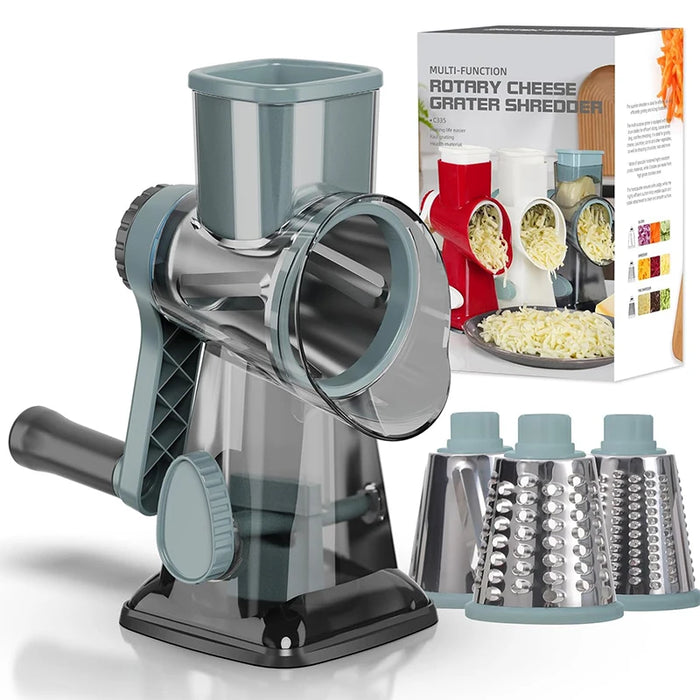 3 in 1 Rotary Cheese Grater Peanut Nuts Grinder Vegetable Shredder 