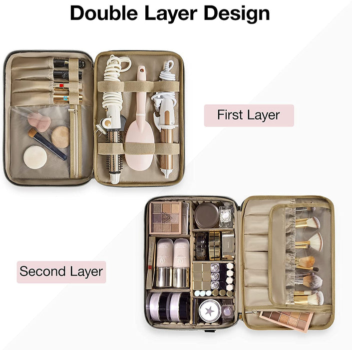 Double Layer Cosmetic Makeup Organizer Travel Makeup Case 