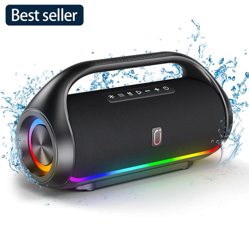 Waterproof Bluetooth Speaker, Portable Speaker with RGB Light Show