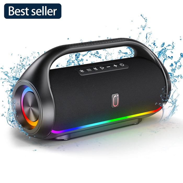 Waterproof Bluetooth Speaker, Portable Speaker with RGB Light Show