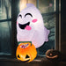 4.5 FT Halloween Inflatable Outdoor Cute Flying Ghost with Pumpkin Candy Basket