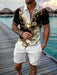 Men Shorts Set Sleeve Zip Polo 