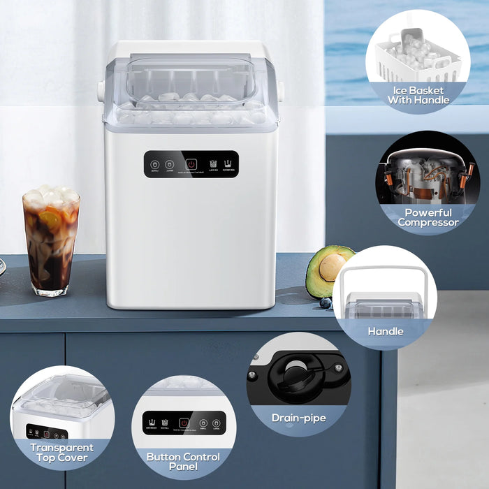 Countertop Portable Ice Maker, Self-Cleaning with Handle