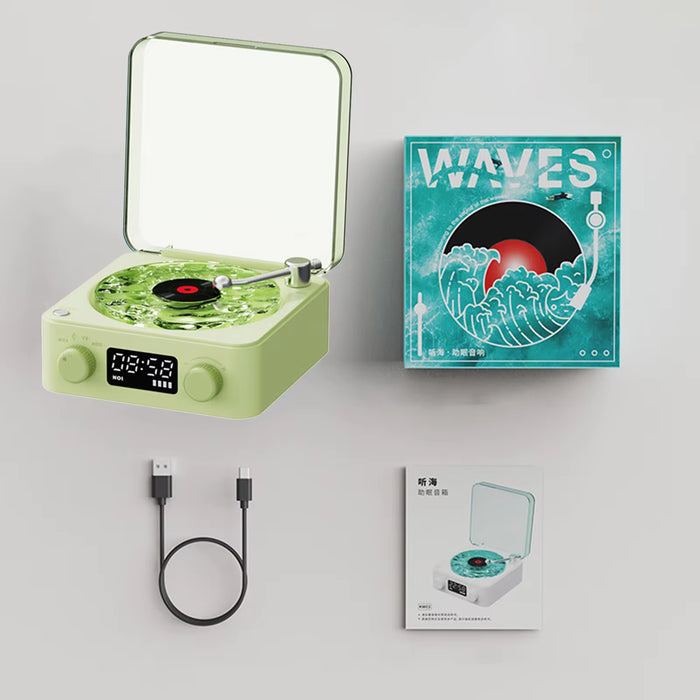 Waves Vinyl Player Bluetooth Speaker with White Noise Retro Turntable Speaker 