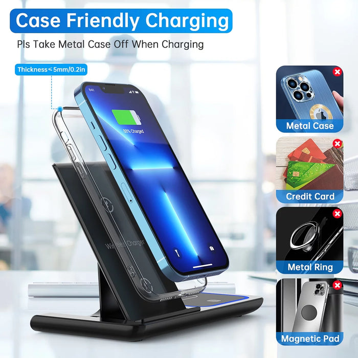 Wireless Charger, 18W Fast iPhone Charging Station for iPhone and Androids 