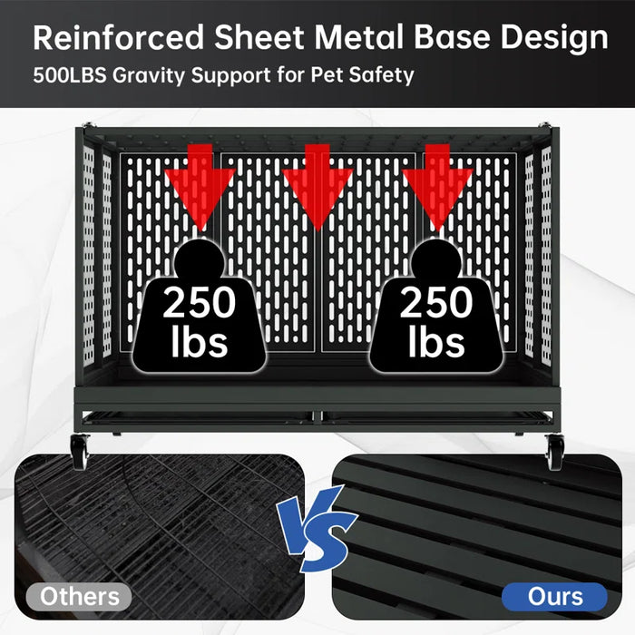 RERORD 48 Inch Heavy Duty Dog Crate with Wheels