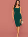 Women'S Sexy Split Thigh Tank Dress Bodycon Party Summer Dresses Dark Green L