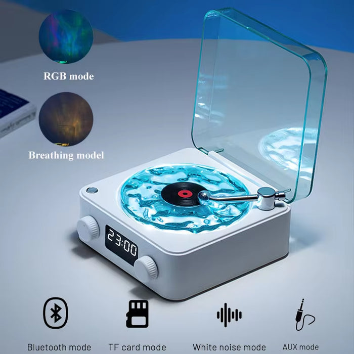 Waves Vinyl Player Bluetooth Speaker with White Noise Retro Turntable Speaker 