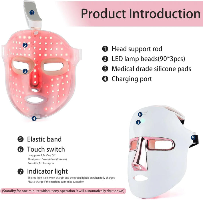 7 Color LED Light Therapy Facial Skin Care Mask