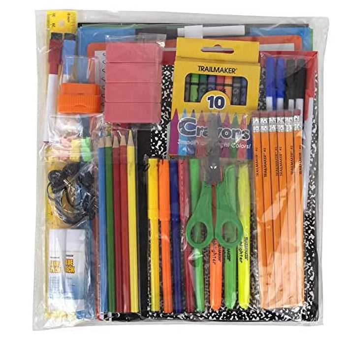 60 Piece, K-12 School Supplies Kit for Kids 