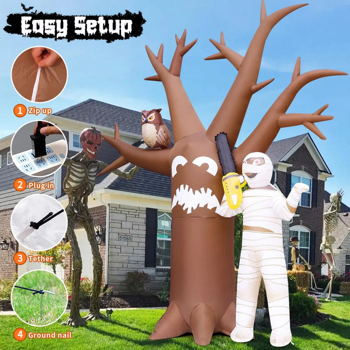 Halloween Inflatable 12 FT Inflatable Halloween Tree with Mummy