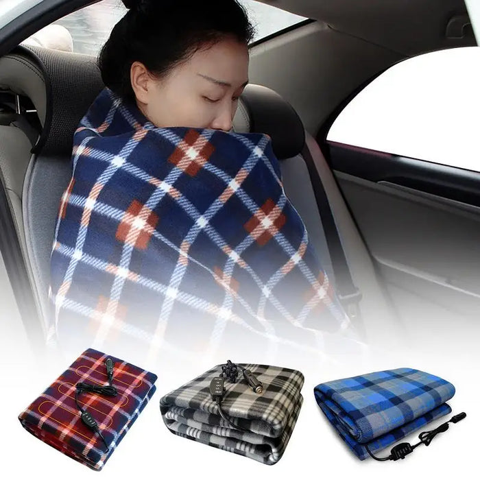 Car Heating Blanket 12V Cigarette Plug Travel Throw Blanket 