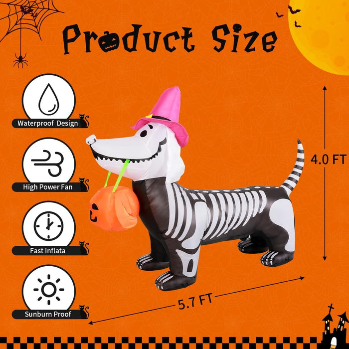 Halloween Inflatable 5.7 FT Dog Skeleton