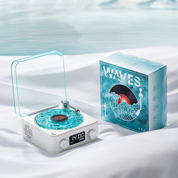 Waves Vinyl Player Bluetooth Speaker with White Noise Retro Turntable Speaker 