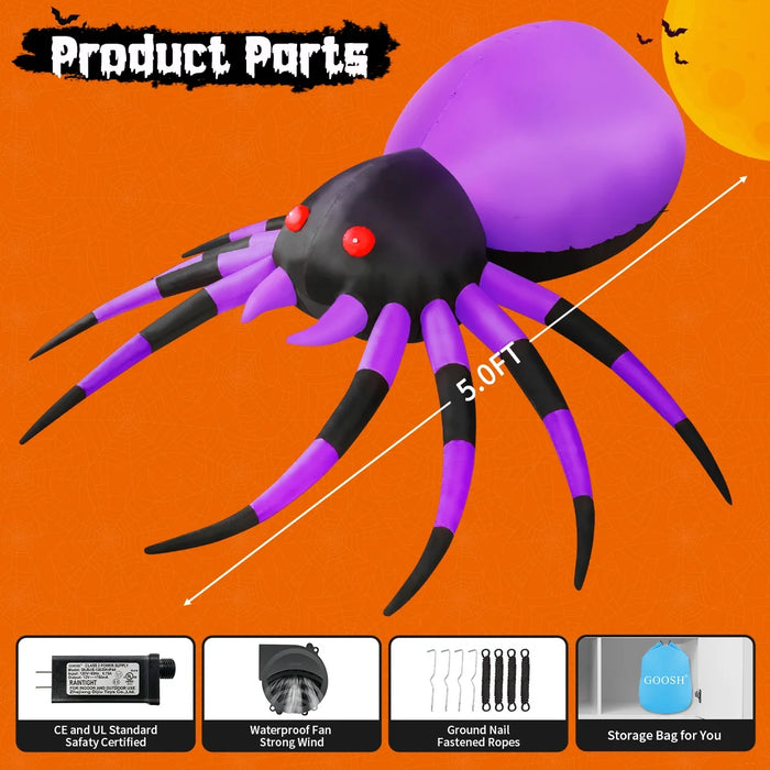 Halloween Inflatable 5 FT Halloween Spider Inflatable