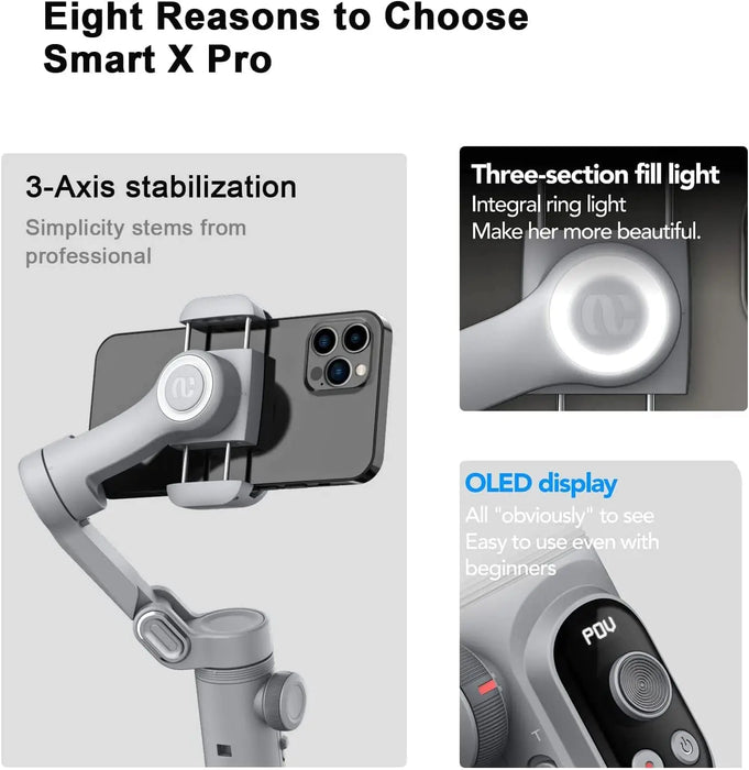 3-Axis Handheld Gimbal Stabilizer Smart X Pro Professional for Smartphone Wireless