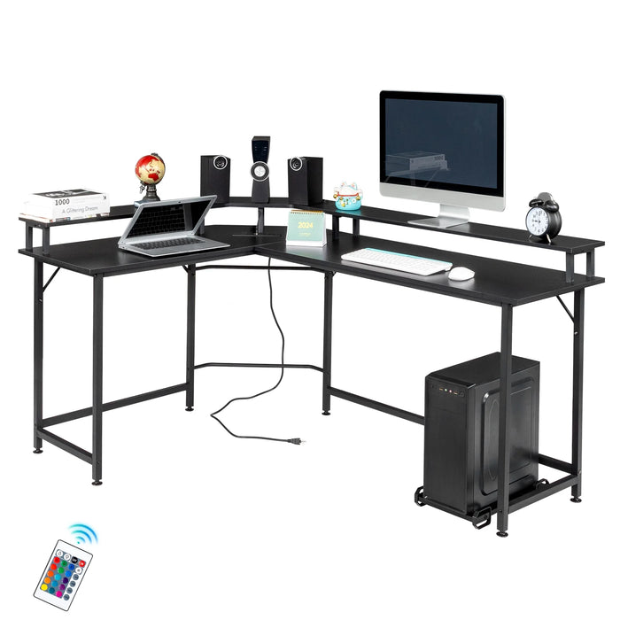 L-Shaped Gaming Desk with USB Wireless Charging, 55" Computer Desk