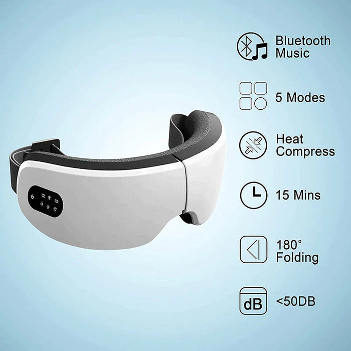 4D Electric Smart Eye Massager Bluetooth Vibration Heated Massage