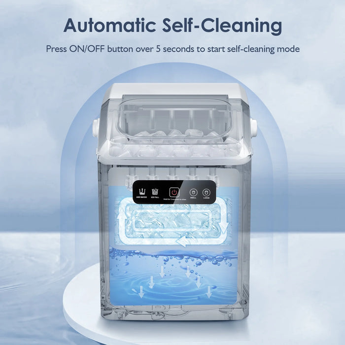 Countertop Portable Ice Maker, Self-Cleaning with Handle