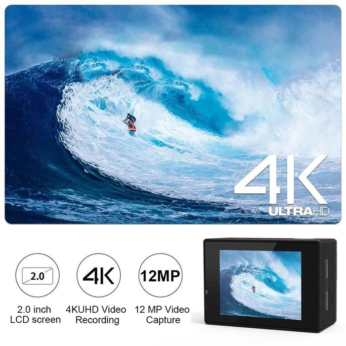 Ultra HD 4K Action Camera 1080P/30FPS Wi-Fi 2.0-Inch 170D Underwater Waterproof Helmet Video Recording 