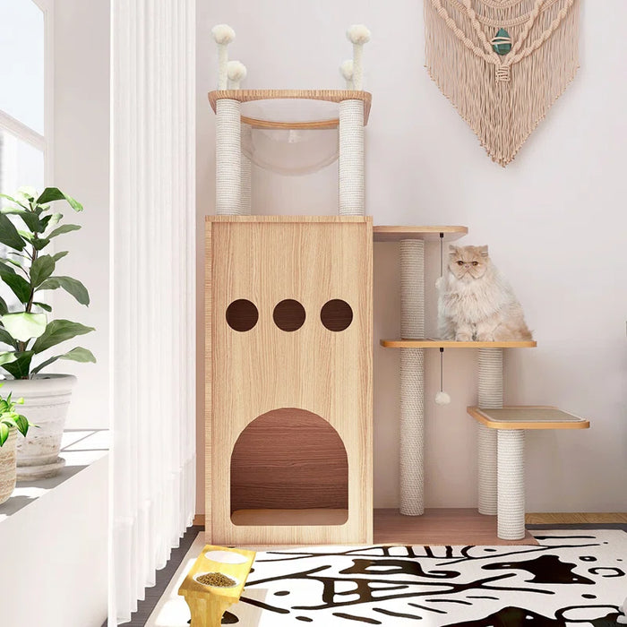 Tavion 51.2" Wooden Modern Large Cat Tree Tower