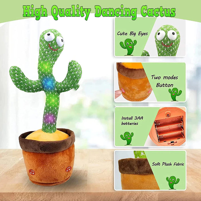 Dancing Cactus Plush Toy Doll Electronic Recording Shake with Song