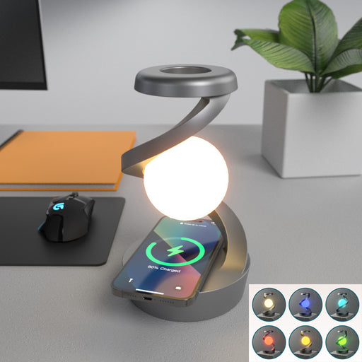 Rotating Moon Desk Lamp with Phone Wireless Charging 