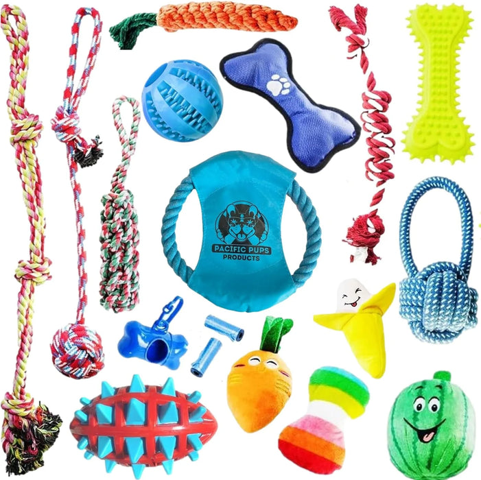 Pacific Pups - 18 Pack Dog Chew Toys - Puppy Toys