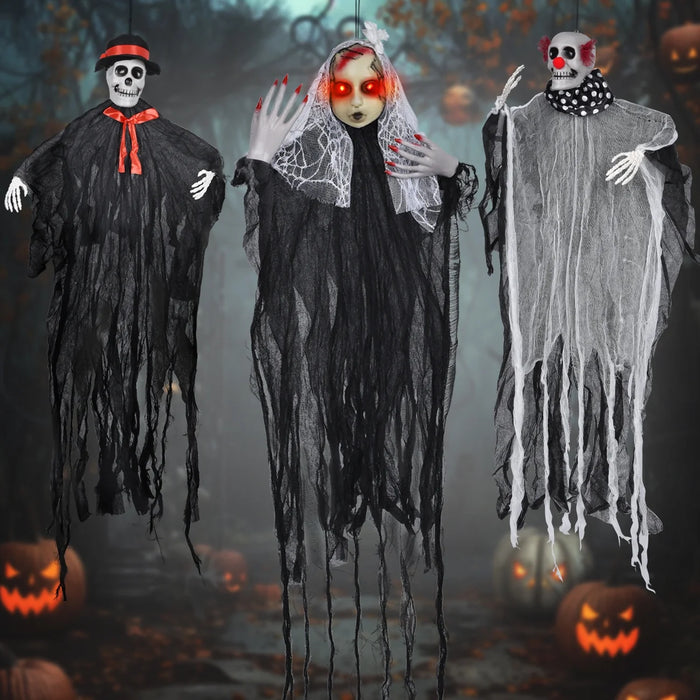 3 Pack Hanging Halloween Skeleton Ghosts Decorations