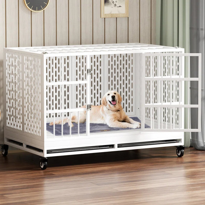 RERORD 48 Inch Heavy Duty Dog Crate with Wheels