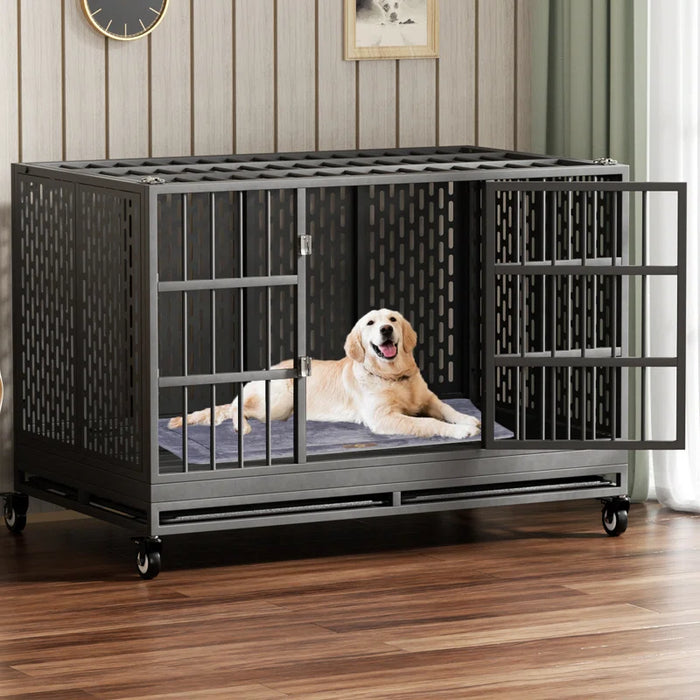 RERORD 48 Inch Heavy Duty Dog Crate with Wheels