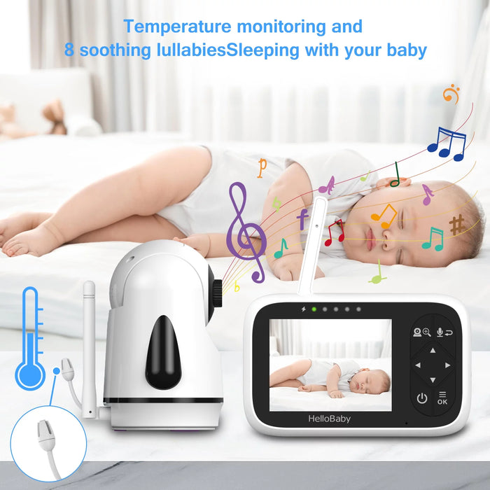 Baby Monitor with Camera and Audio, 3.2" IPS Color Display, Full Remote