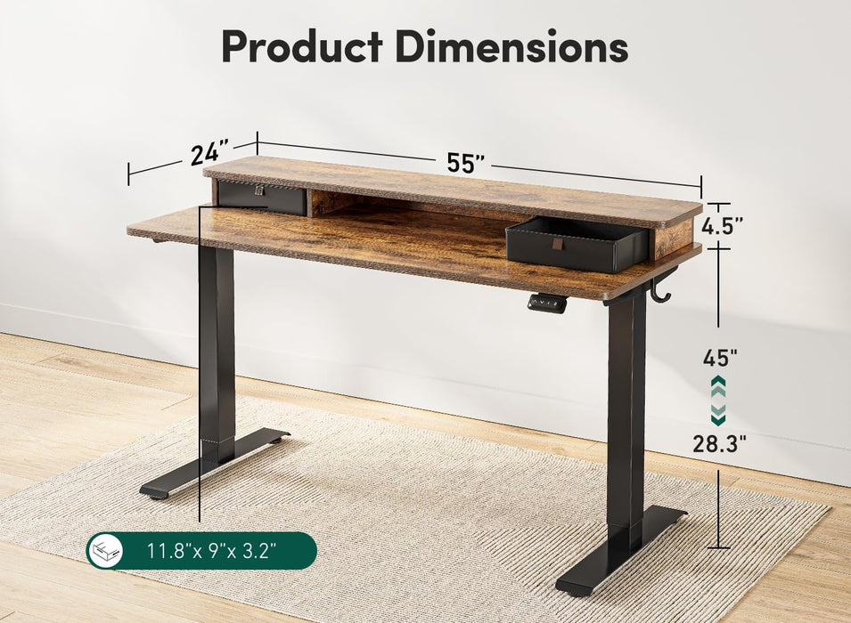 55 X 24 Inch Height Adjustable Electric Desk