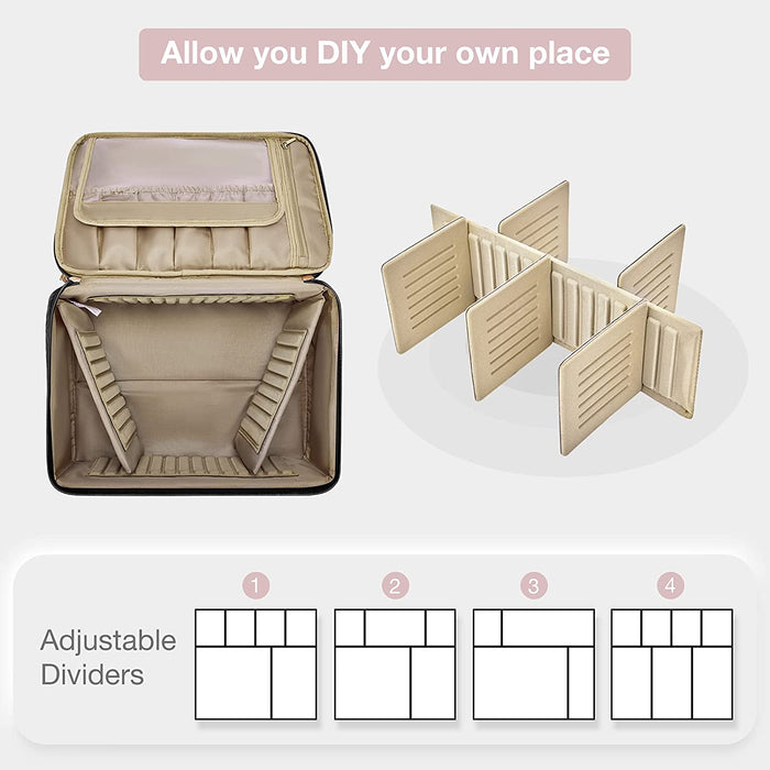 Double Layer Cosmetic Makeup Organizer Travel Makeup Case 