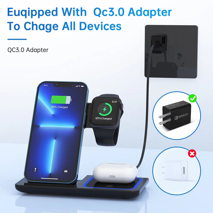 Wireless Charger, 18W Fast iPhone Charging Station for iPhone and Androids 