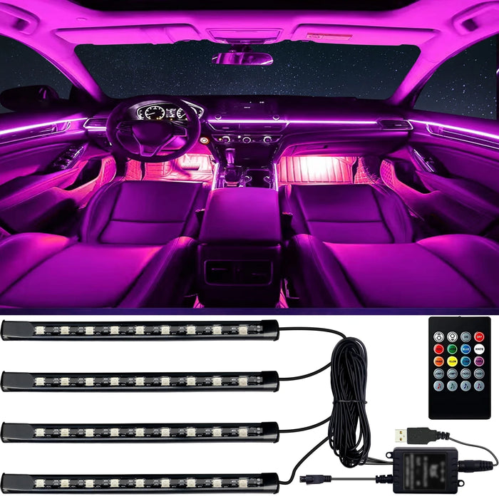 Car Led Lights Interior 4 Pcs 36 Led Strip Light for Car with Remote, Music Sync 