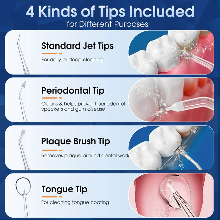 Cordless Water Flosser, Rechargeable Oral Irrigator with 300Ml Water Tank, 4 Cleaning Modes & 4 Tips